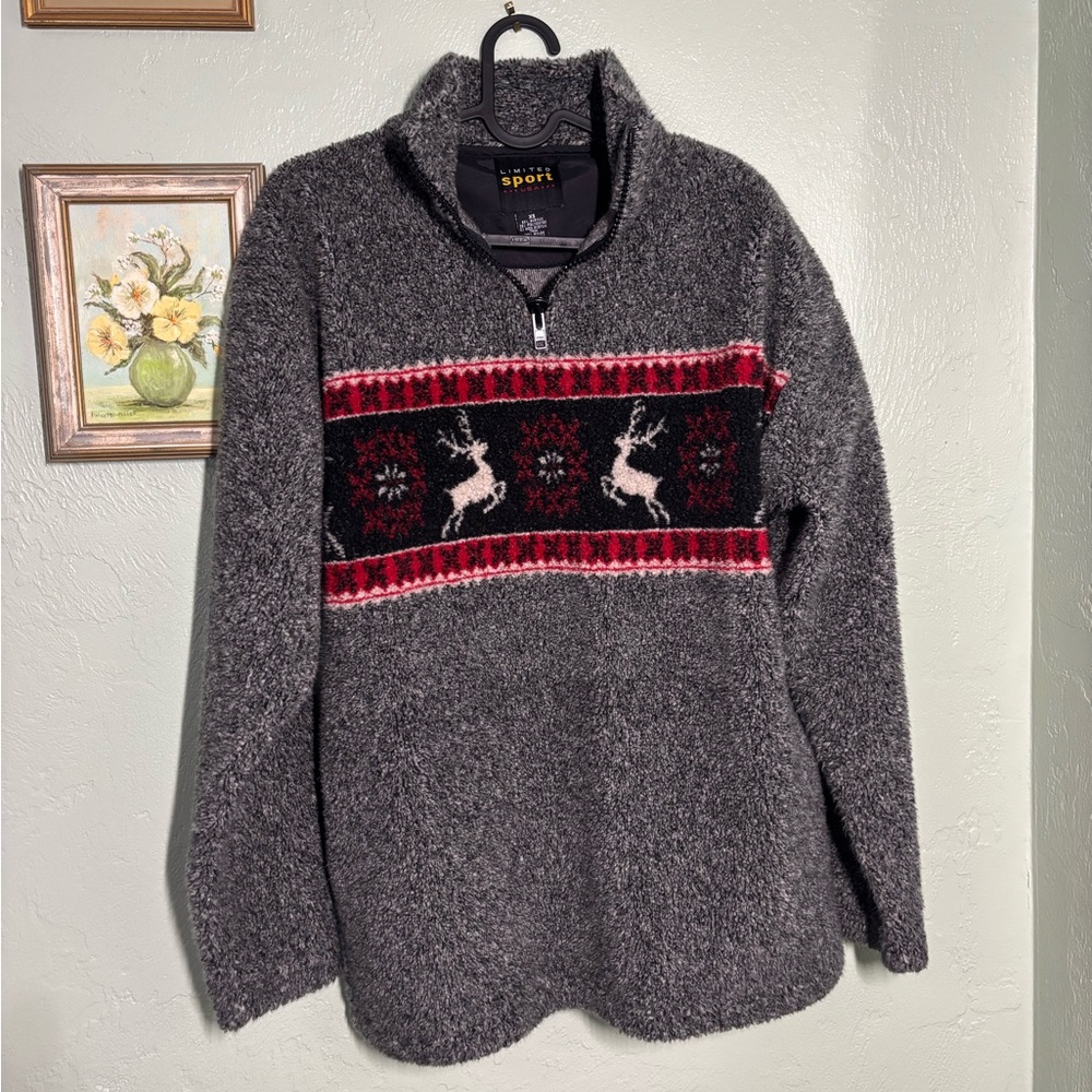Vintage quarter zip, oversized XS, deer